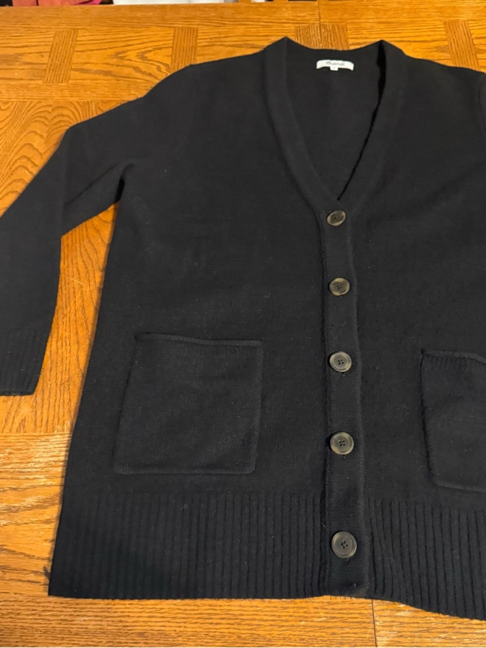 Madewell Maysfield Merino Wool Cardigan in Black Sz M Relaxed Fit Minimalist - Picture 5 of 14